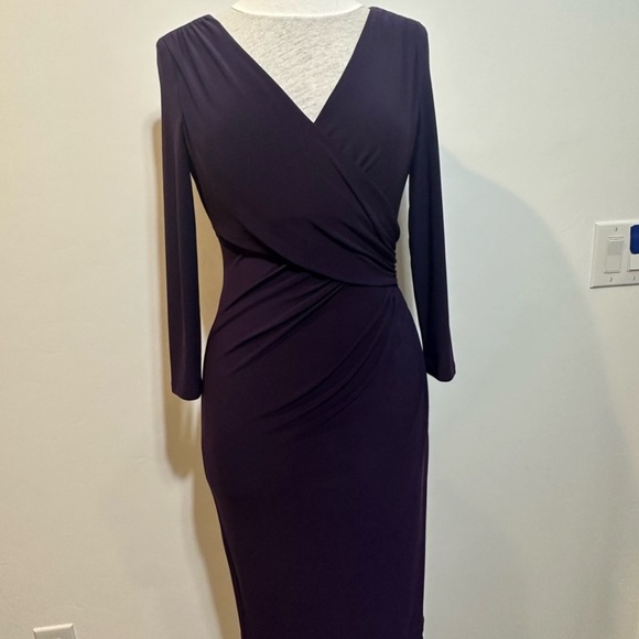 👗 Lauren Ralph Lauren deep purple Wrap-Style Sheath Dress | Size 4 👗 - Picture 2 of 7
